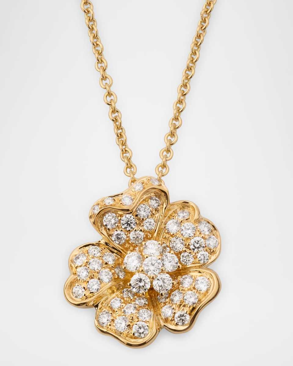 Flora 18K Yellow Gold Diamond Pendant Necklace, 16.5"L